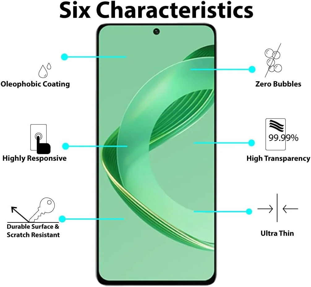 محافظ صفحه نمایش الحتروشی سازگار با هوآوی نوا 11 SE، محافظ صفحه نمایش شیشه ای حرارت دیده [ضد تابش نور] [پوشش کامل HD] [نصب آسان] [سختی 9H]