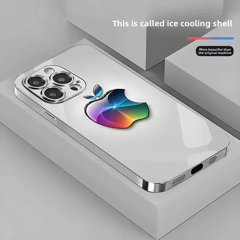 قاب گوشی آیفون 16 پرو مکس با شیشه حرارت دیده – فوق العاده شفاف، ضد اثر انگشت، پوشش سیلیکونی مقاوم در برابر خش با آرم رنگارنگ اپل – سازگار با آیفون 16 پرو