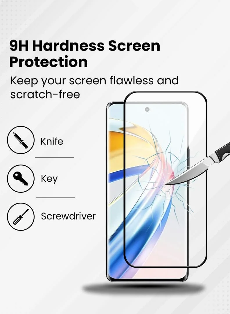 محافظ صفحه نمایش شیشه ای حرارت دیده با سختی 9H برای گوشی آنر X9b با ابعاد 6.78 اینچ، نصب آسان بدون حباب، پوشش کامل، ضد خش و حساس به لمس محافظ صفحه نمایش شیشه ای حرارت دیده با سختی 9H برای گوشی آنر X9b با ابعاد 6.78 اینچ، نصب آسان بدون حباب، پوشش کامل، ضد خش و حساس به لمس