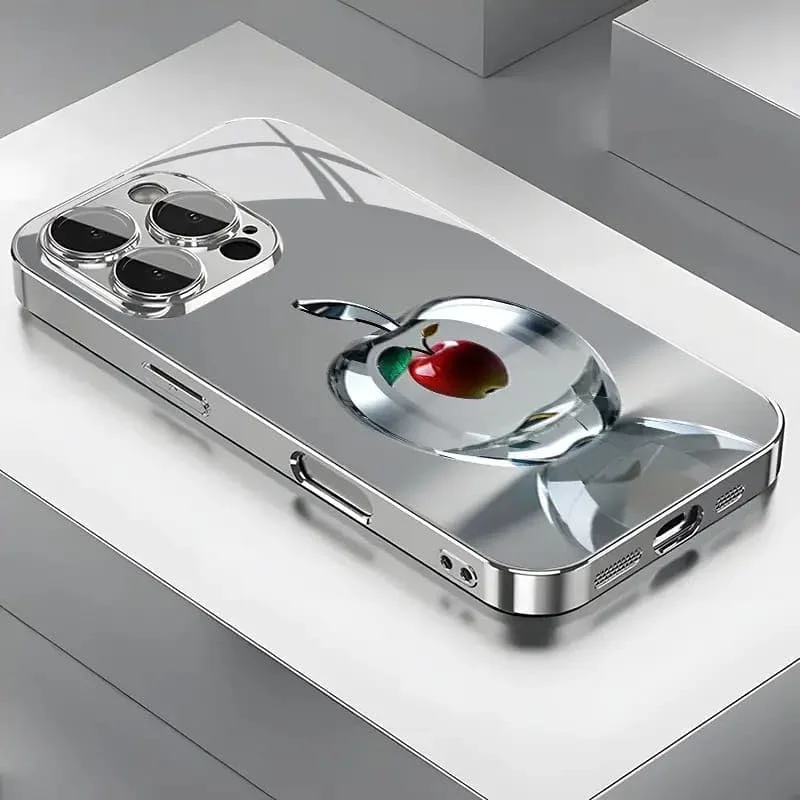 قاب گوشی با طراحی سیب قرمز کریستالی شفاف، سازگار با آیفون 16 پرو مکس، پوشش پشتی شیشه ای ضد ضربه با محافظ لنز دوربین - باریک، ضد خش با روکش آینه ای قاب گوشی با طراحی سیب قرمز کریستالی شفاف، سازگار با آیفون 16 پرو مکس، پوشش پشتی شیشه ای ضد ضربه با محافظ لنز دوربین - باریک، ضد خش با روکش آینه ای