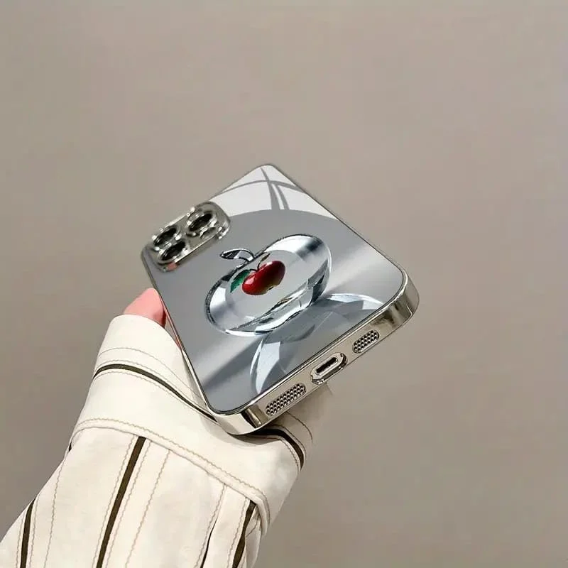 قاب گوشی با طراحی سیب قرمز کریستالی شفاف، سازگار با آیفون 16 پرو مکس، پوشش پشتی شیشه ای ضد ضربه با محافظ لنز دوربین - باریک، ضد خش با روکش آینه ای قاب گوشی با طراحی سیب قرمز کریستالی شفاف، سازگار با آیفون 16 پرو مکس، پوشش پشتی شیشه ای ضد ضربه با محافظ لنز دوربین - باریک، ضد خش با روکش آینه ای