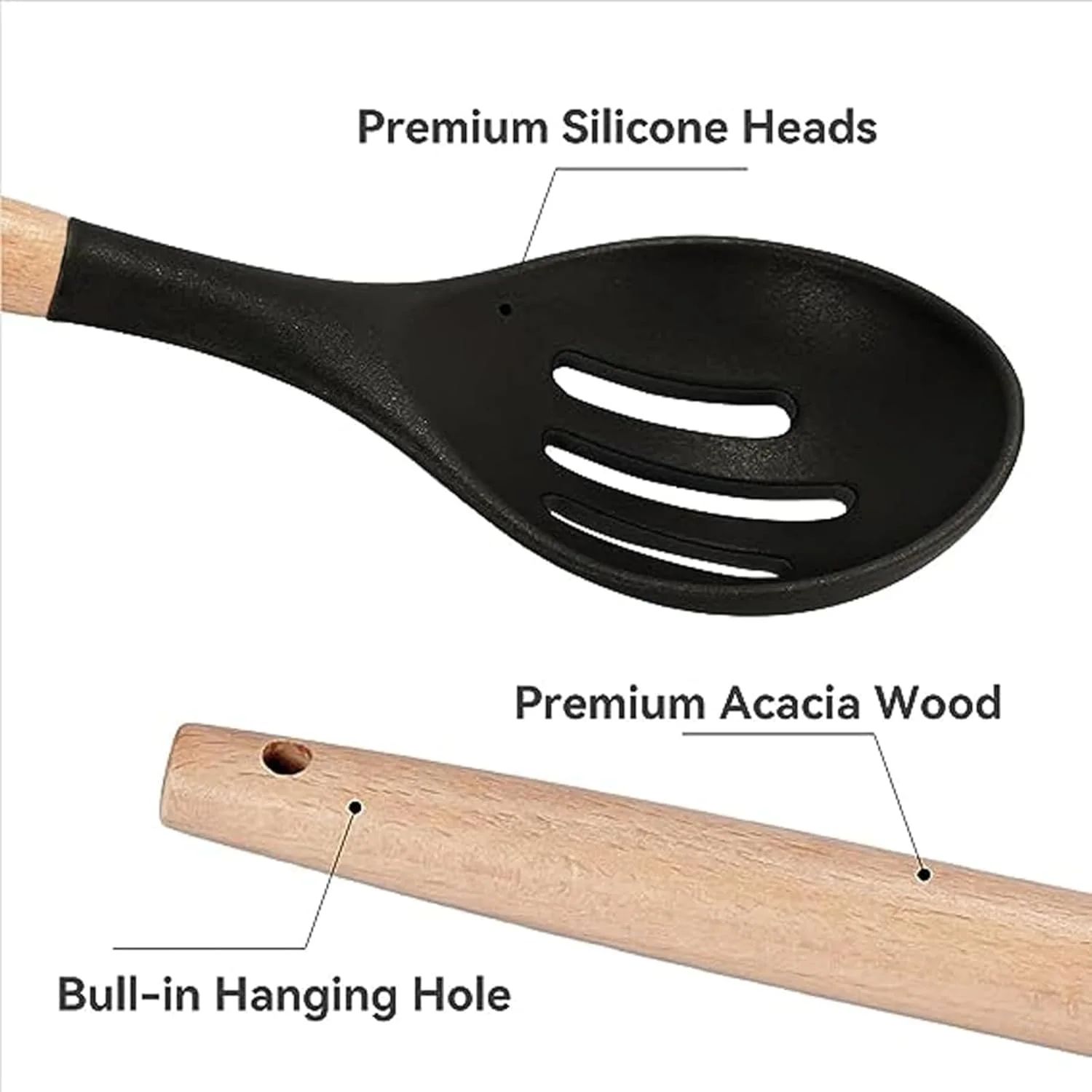 ست ۱۲ تکه لوازم آشپزی سیلیکونی با دسته چوبی مقاوم در برابر حرارت ۲۳۰ درجه فارنهایت، ابزار آشپزی برای ظروف نچسب (مشکی) ست ۱۲ تکه لوازم آشپزی سیلیکونی با دسته چوبی مقاوم در برابر حرارت ۲۳۰ درجه فارنهایت، ابزار آشپزی برای ظروف نچسب (مشکی)