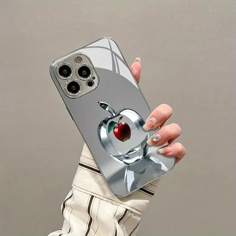 قاب گوشی با طراحی سیب قرمز کریستالی شفاف، سازگار با آیفون 16 پرو مکس، پوشش پشتی شیشه ای ضد ضربه با محافظ لنز دوربین - باریک، ضد خش با روکش آینه ای قاب گوشی با طراحی سیب قرمز کریستالی شفاف، سازگار با آیفون 16 پرو مکس، پوشش پشتی شیشه ای ضد ضربه با محافظ لنز دوربین - باریک، ضد خش با روکش آینه ای