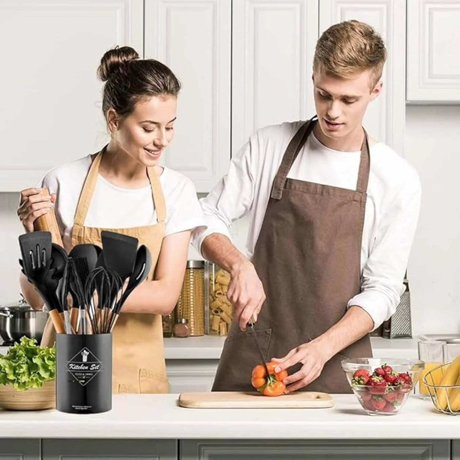 ست ۱۲ تکه لوازم آشپزی سیلیکونی با دسته چوبی مقاوم در برابر حرارت ۲۳۰ درجه فارنهایت، ابزار آشپزی برای ظروف نچسب (مشکی) ست ۱۲ تکه لوازم آشپزی سیلیکونی با دسته چوبی مقاوم در برابر حرارت ۲۳۰ درجه فارنهایت، ابزار آشپزی برای ظروف نچسب (مشکی)