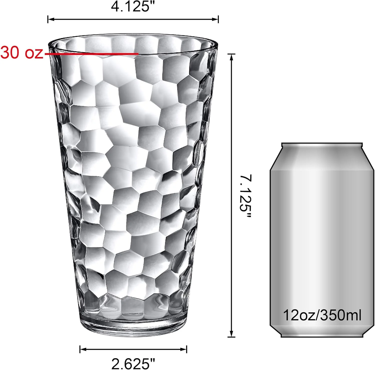 آبی شگفت انگیز - آیسبرگ - لیوان های پلاستیکی 30 اونسی (مجموعه 6 عددی)، لیوان های پلاستیکی نوشیدنی، لیوان های پلاستیکی شفاف قابل استفاده مجدد، قابل چیدن، بدون BPA، ضد شکستن، قابل شستشو در ماشین ظرفشویی