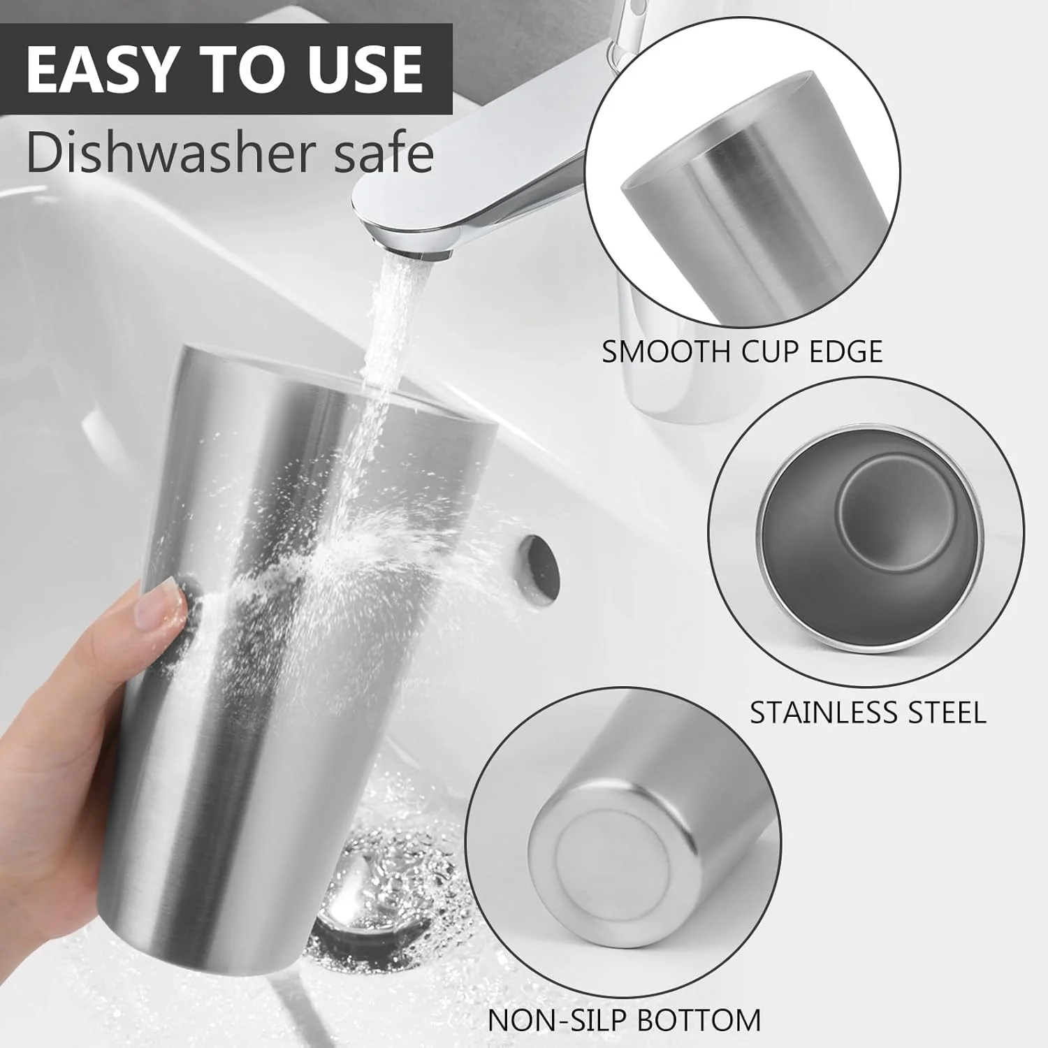 مجموعه 4 عددی لیوان عایق استیل ضد زنگ Adorila، لیوان های دوجداره فلزی 550 میلی لیتری، لیوان های نوشیدنی قابل استفاده مجدد و قابل انباشت برای خانه، کمپینگ، دفتر و مهمانی