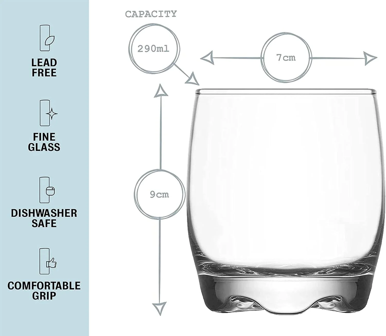 ست لیوان شیشه ای تامبلر 3Diamonds، مجموعه 6 عددی، قابل استفاده به عنوان لیوان نوشیدنی، مناسب برای نوشیدنی های مختلف. لیوان های بار Lowball. لیوان تامبلر آب و آبمیوه، فنجان تامبلر برای نوشیدنی های دیگر. (کلاسیک)