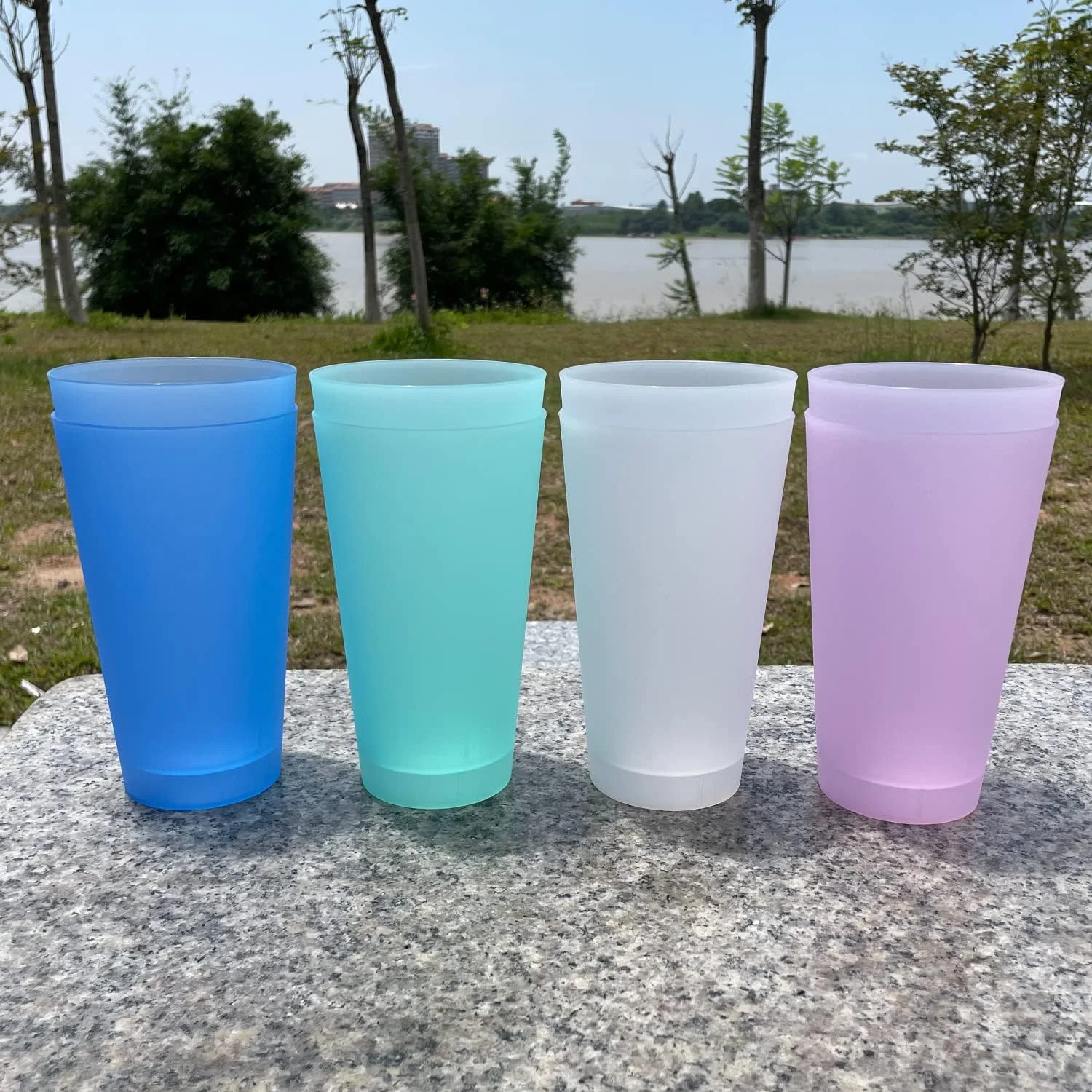 لیوان پلاستیکی بزرگ AOYITE قابل استفاده مجدد - ست 8 عددی لیوان نوشیدنی بزرگ 32 اونسی - بدون BPA، قابل شستشو در ماشین ظرفشویی - لیوان نوشیدنی نشکن برای آشپزخانه کودکان در فضای باز