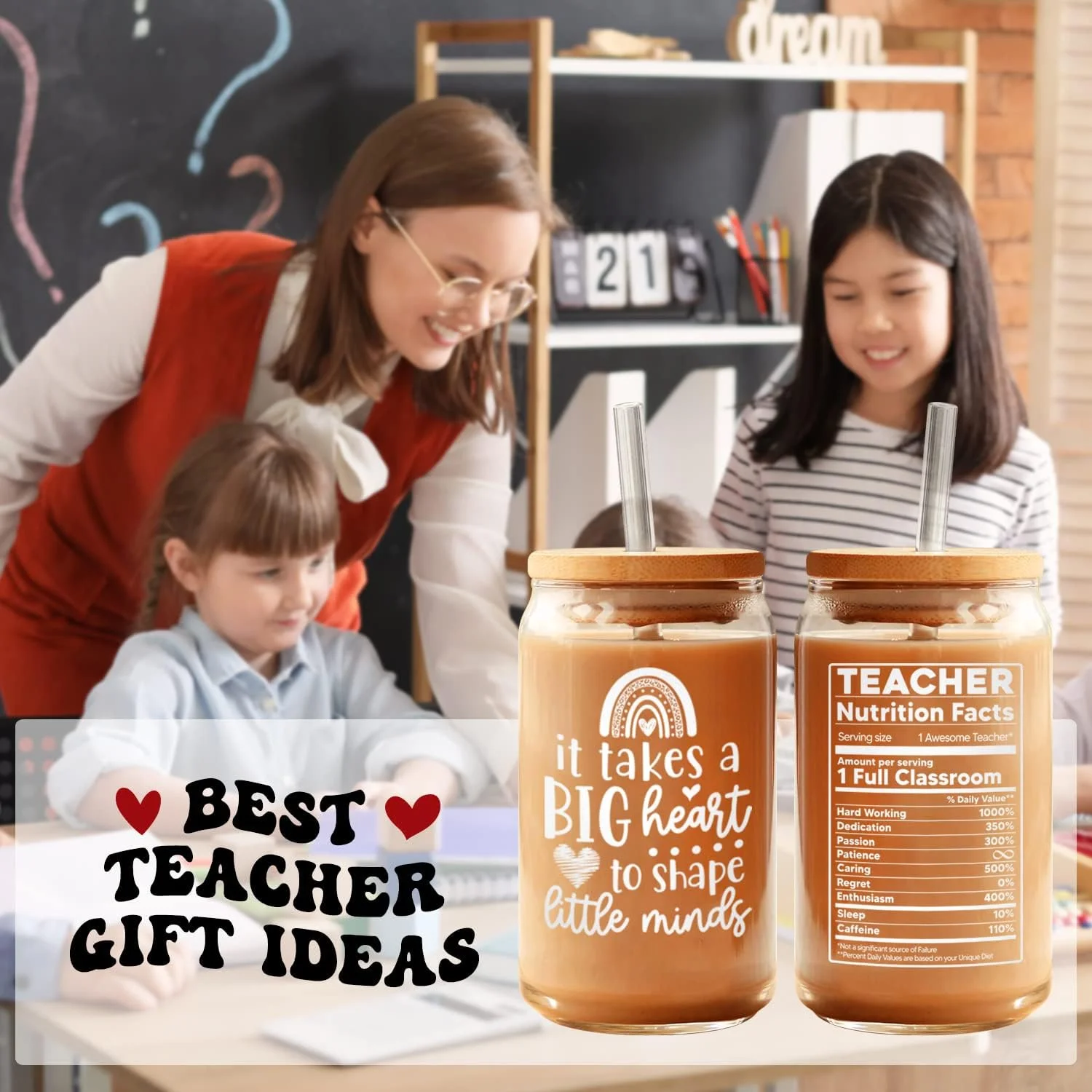 بهترین هدیه برای معلم های خانم - برای شکل دادن به ذهن های کوچک، قلبی بزرگ لازم است - لیوان قدردانی برای پایان سال، تولد، فارغ التحصیلی - هدیه تشکر از معلم، مربی