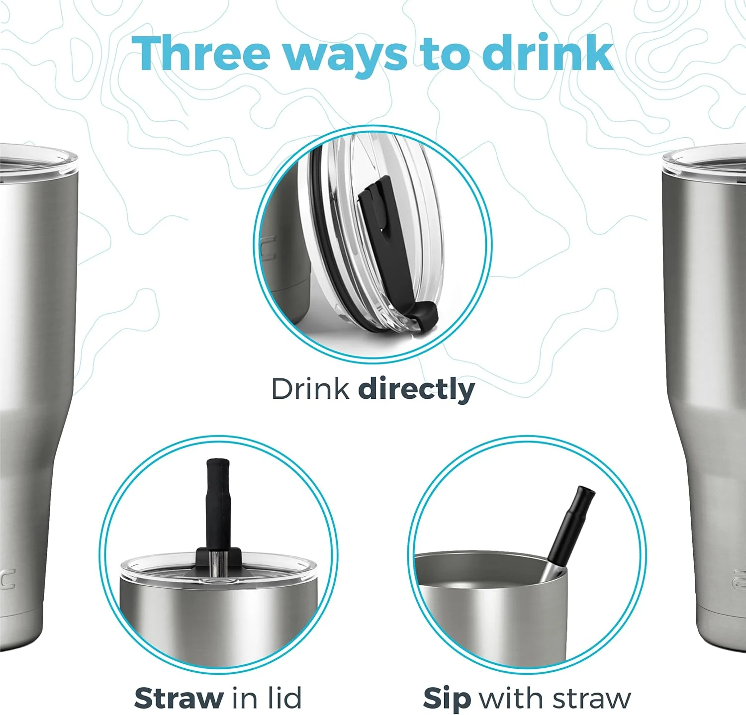 ماگ های آرتیک | ماگ عایق 30 اونسی فیروزه ای مات به همراه نی و برس تمیز کننده - حفظ دما تا 24 ساعت - درب ضد پاشش