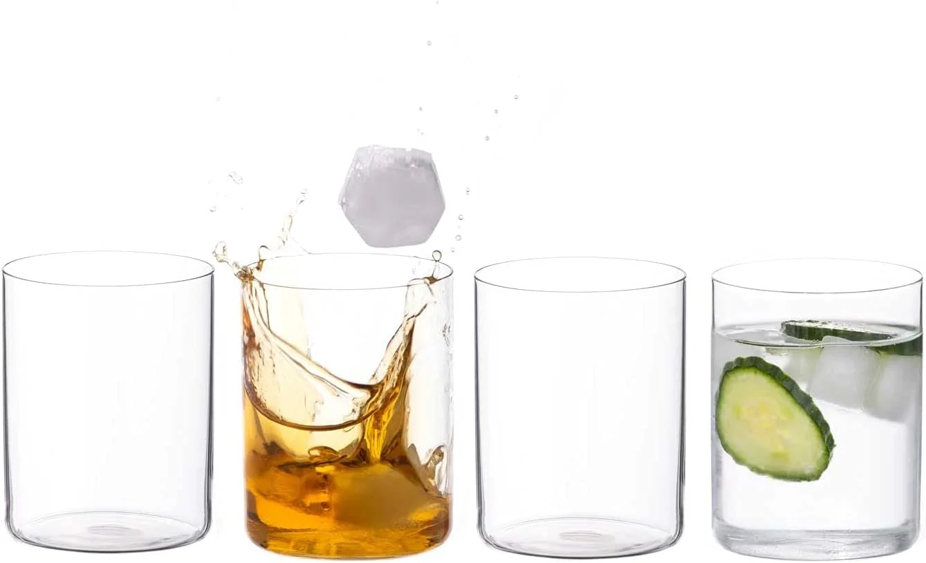 ست لیوان کریستالی DIAMANTE مدل 'Air' - لیوان های نوشیدنی سبک و نازک - ایده آل برای انواع نوشیدنی ها، قهوه سرد، کوکتل، آب، نوشابه - ست 4 عددی