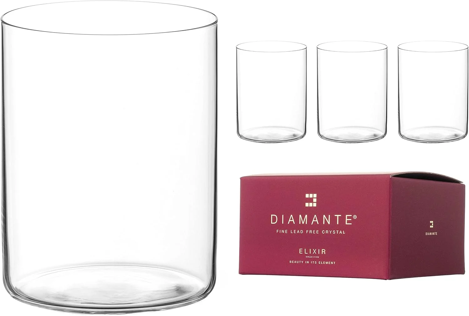 ست لیوان کریستالی DIAMANTE مدل 'Air' - لیوان های نوشیدنی سبک و نازک - ایده آل برای انواع نوشیدنی ها، قهوه سرد، کوکتل، آب، نوشابه - ست 4 عددی