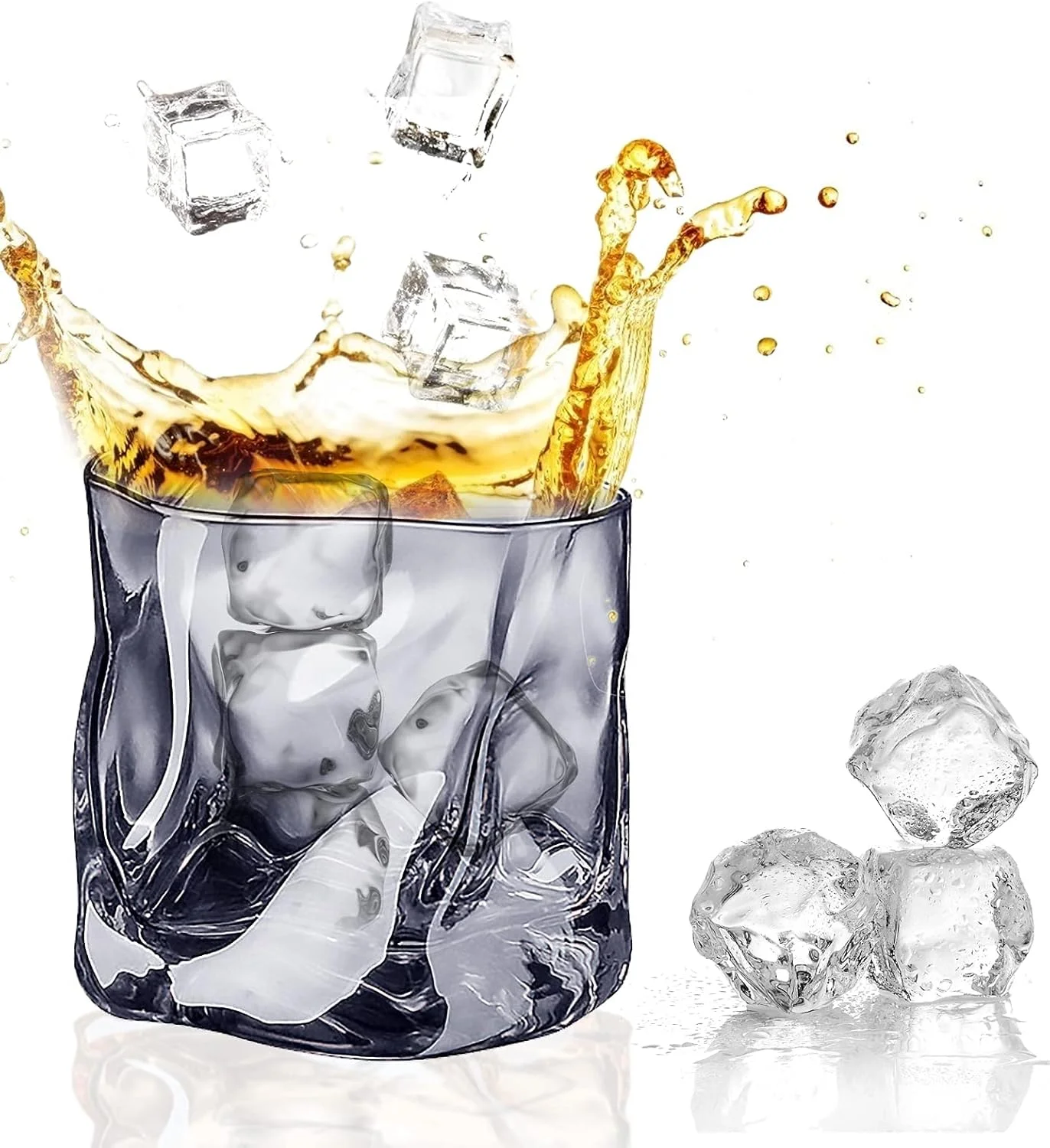 لیوان نوشیدنی اکسفور، لیوان های با شکل نامنظم، لیوان کریستالی راک، لیوان نامنظم برای نوشیدن، لیوان قدیمی برای آب میوه، فنجان چای، لیوان نوشیدنی (240 میلی لیتر، خاکستری روشن)