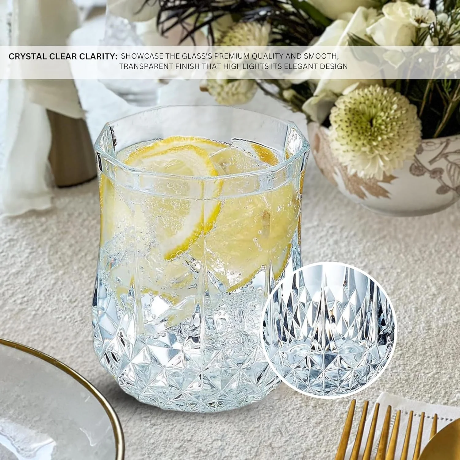 ست لیوان شیشه ای 6 عددی FEELINGS از Addox، لیوان های نوشیدنی ممتاز 240 میلی لیتری (کریستال لوکس)