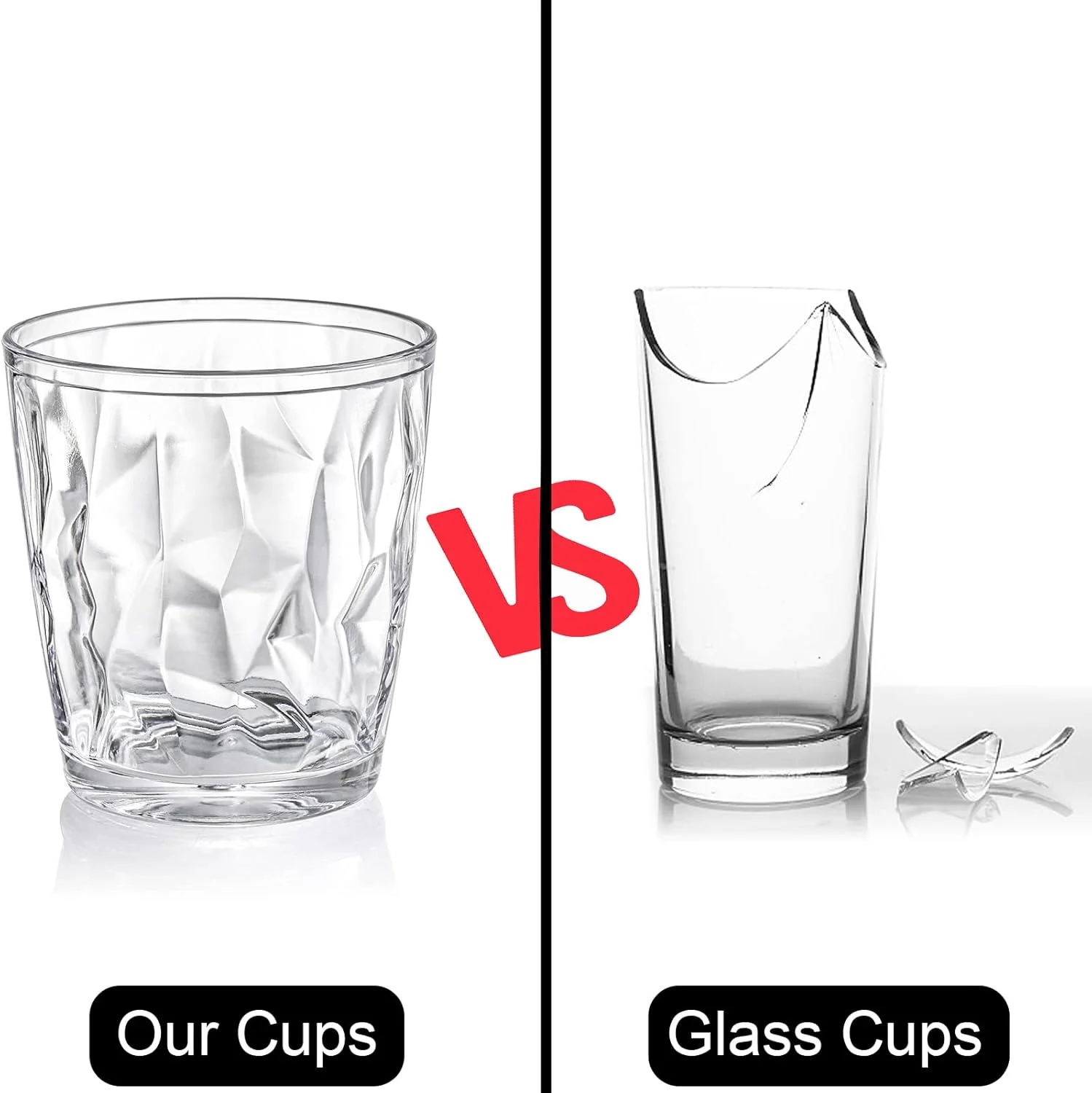 ست 8 عددی لیوان آب پلاستیکی Hedume، 4 عدد 500 میلی لیتری و 4 عدد 300 میلی لیتری، لیوان های نوشیدنی شفاف نشکن، لیوان های آبمیوه و شراب آکریلیک شفاف قابل استفاده مجدد، قابل چیدن برای خانه، پیک نیک و مهمانی