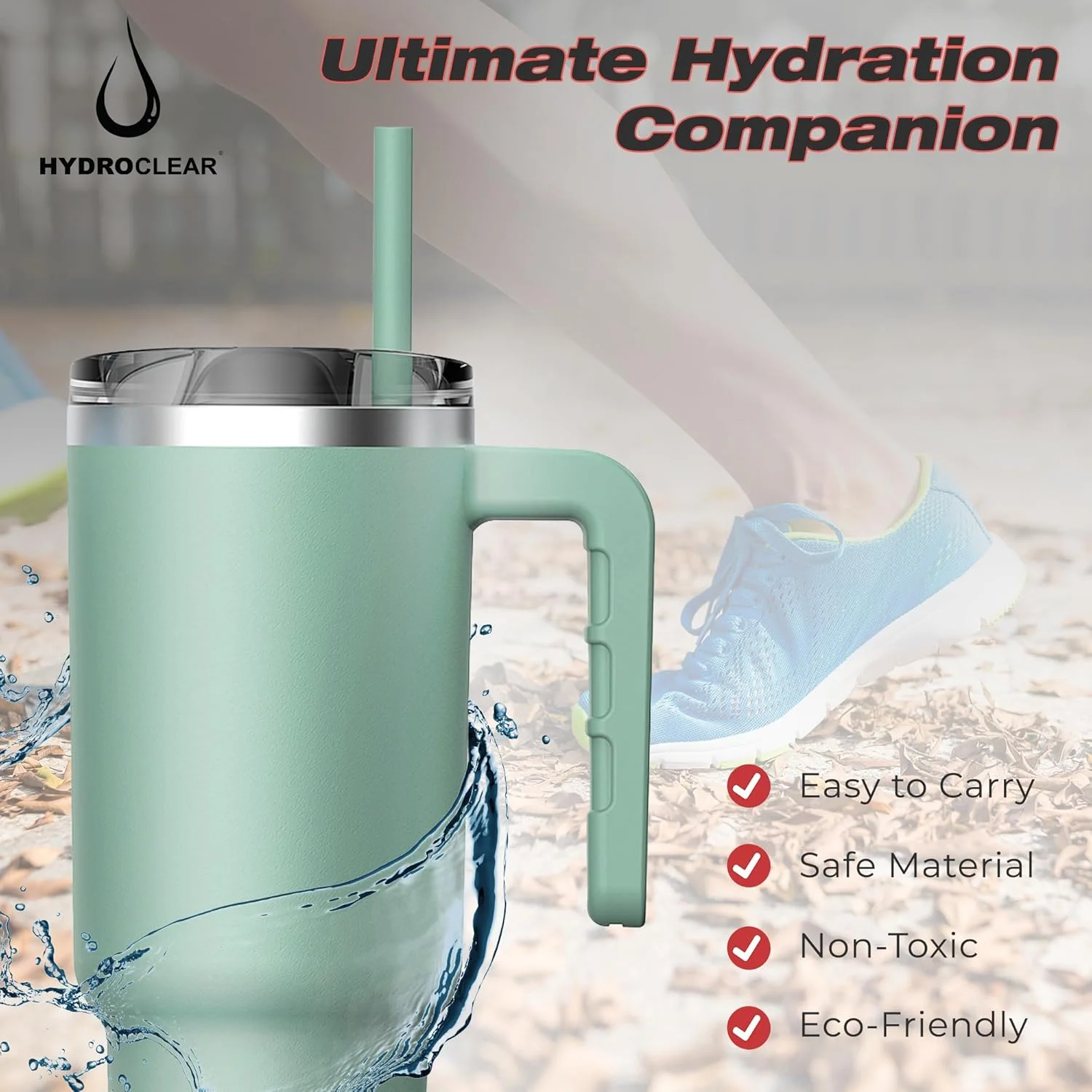 ماگ استیل ضد زنگ با طراحی زیبا - ماگ عایق خلاء دو جداره 1200 میلی لیتری با دسته - ضد نشت برای آقایان و بانوان (سبز)