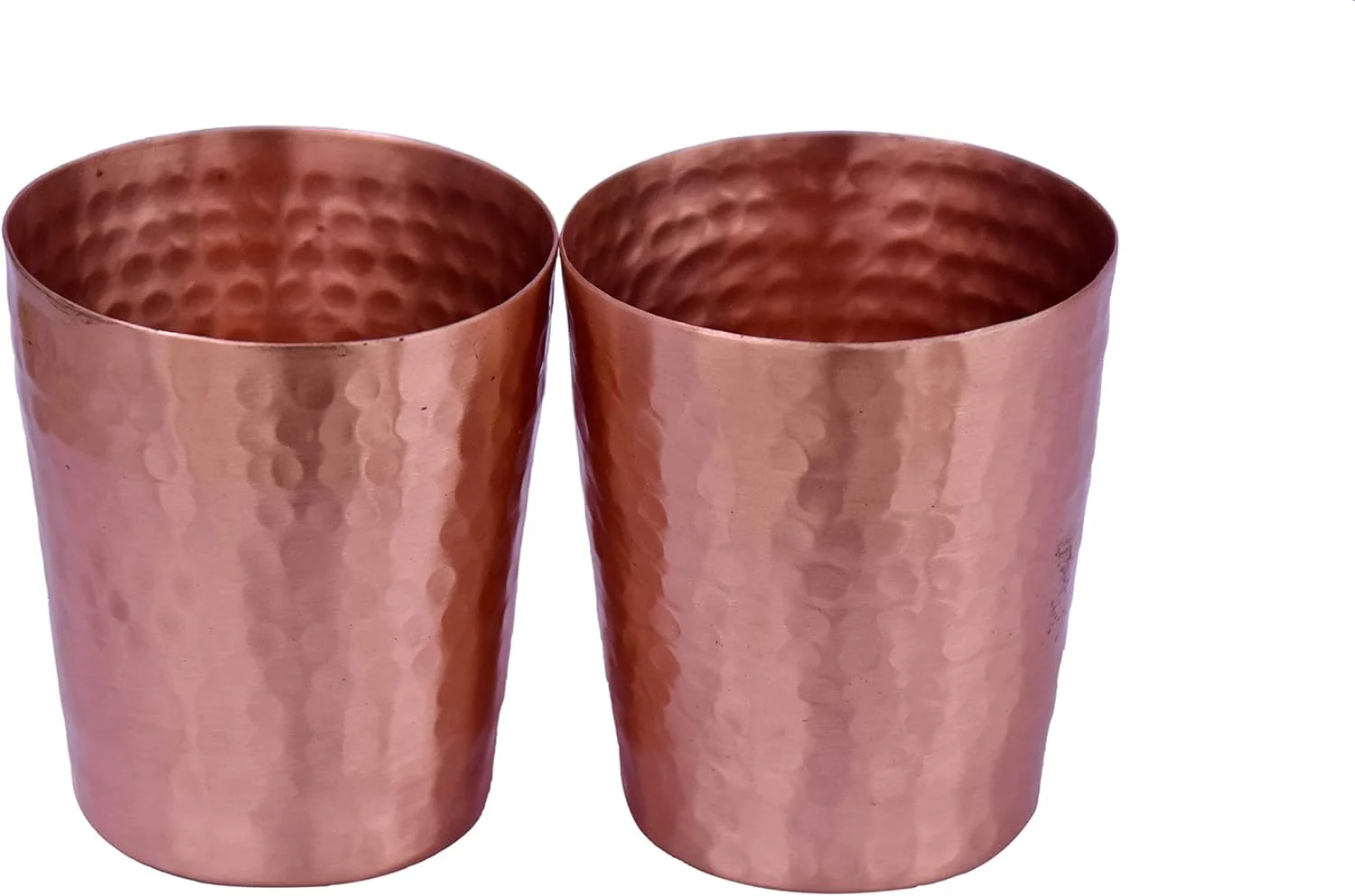 لیوان مسی دست ساز دِ کالچر ورکس، مناسب برای شیر، آب، قهوه سرد و چای سرد، ۱۰۰ میلی لیتر، ۶.۳۵ در ۵.۰۸ سانتی متر، ست ۲ عددی