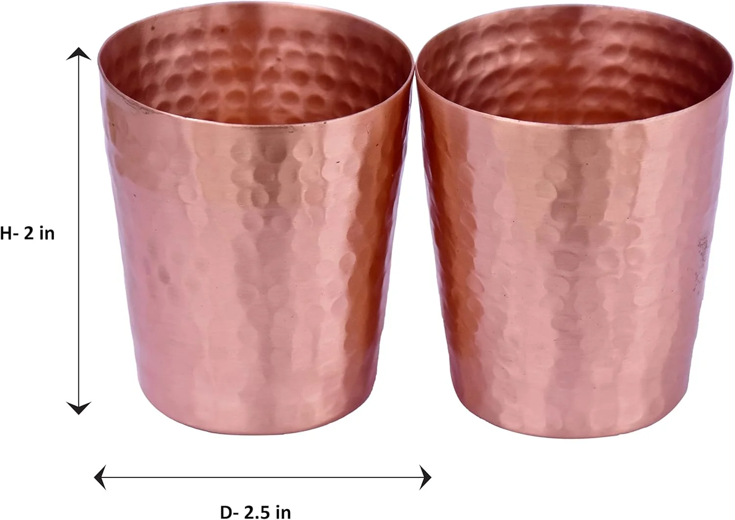 لیوان مسی دست ساز دِ کالچر ورکس، مناسب برای شیر، آب، قهوه سرد و چای سرد، ۱۰۰ میلی لیتر، ۶.۳۵ در ۵.۰۸ سانتی متر، ست ۲ عددی