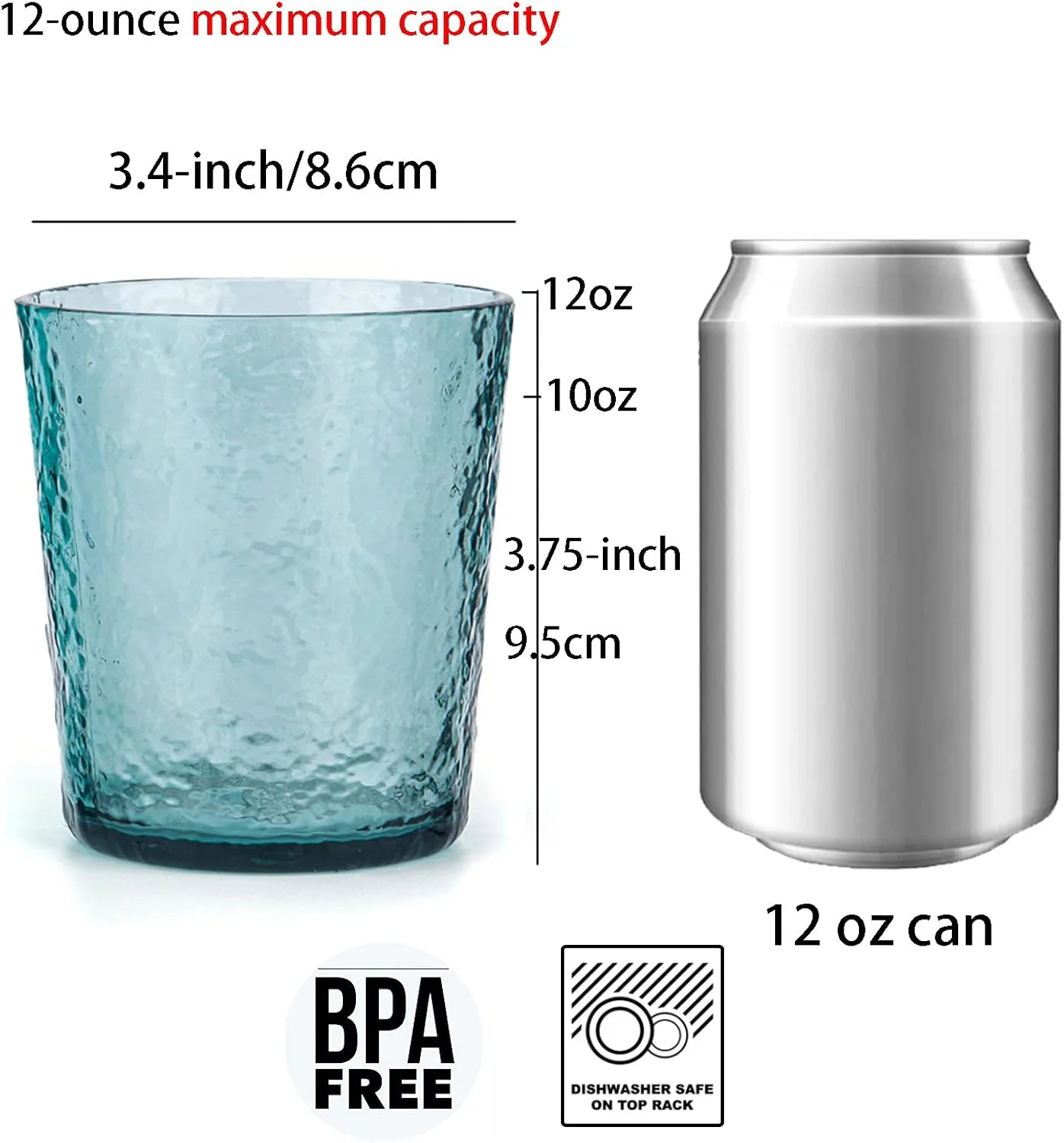 لیوان های آکریلیک 12 اونسی KX-WARE، ست 8 عددی سبز