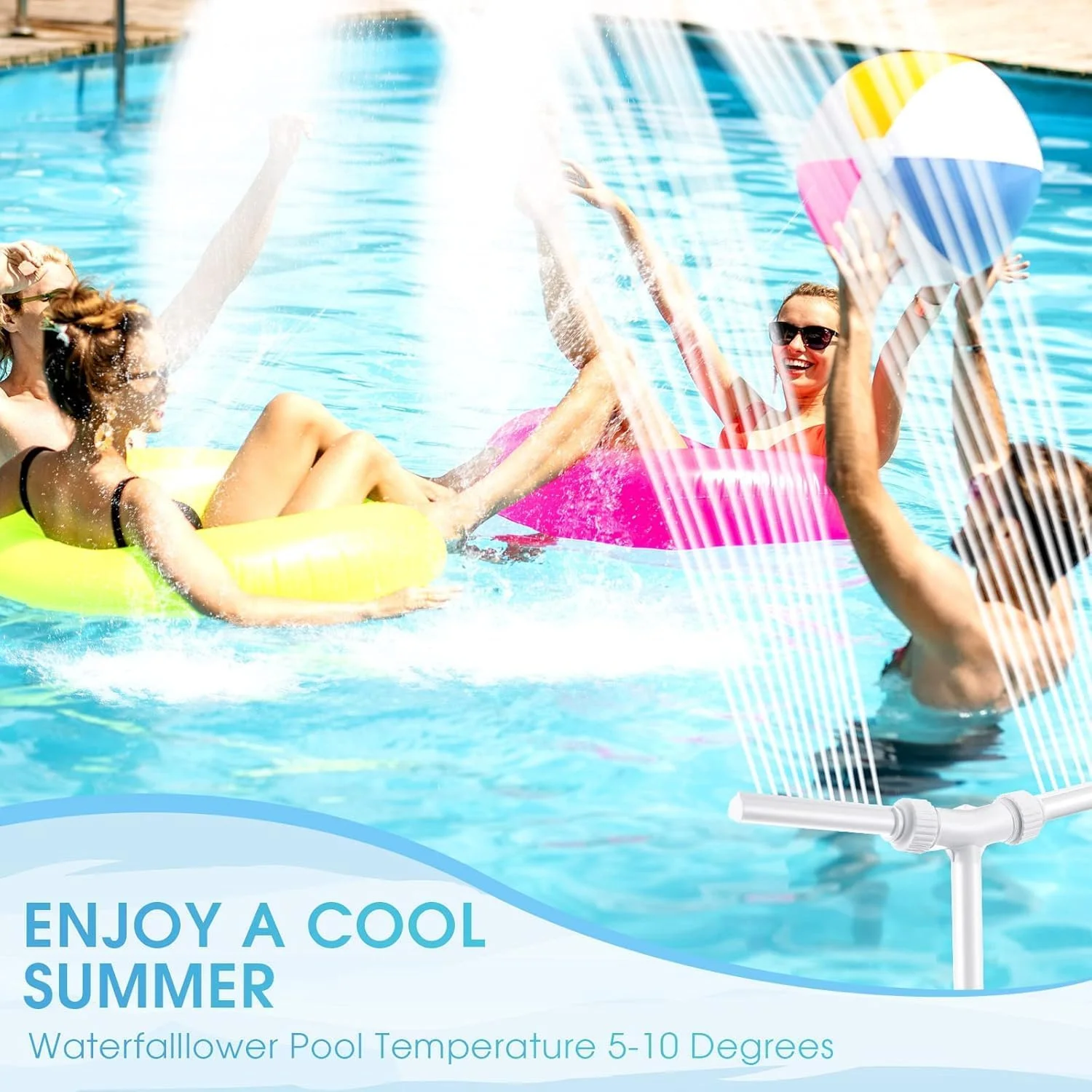 آبنمای استخر دوگانه با اسپری قابل تنظیم، آبشار استخر شنا با آداپتور، فواره برای استخرهای روکار و توکار، آبگرم و خنک (مدل کلاسیک) سفید آبنمای استخر دوگانه با اسپری قابل تنظیم، آبشار استخر شنا با آداپتور، فواره برای استخرهای روکار و توکار، آبگرم و خنک (مدل کلاسیک) سفید