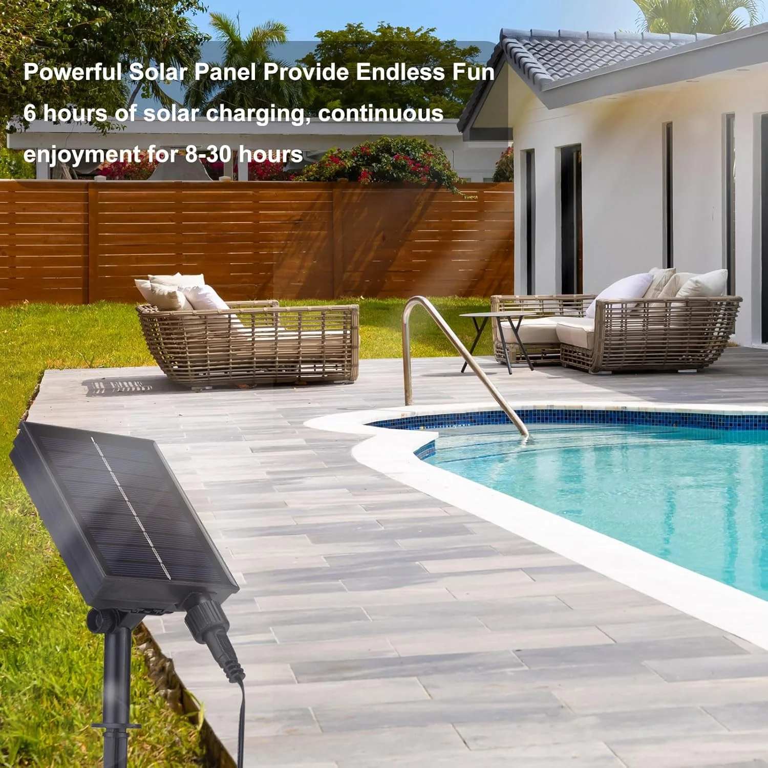 فواره خورشیدی استخر، چراغ های LED آبشاری قابل تنظیم خورشیدی داخل زمین با کنترل از راه دور، فواره آبپاش آبشاری دوگانه قابل تنظیم با خاموش شدن خودکار 2/4/6 ساعته برای خنک سازی و آرامش فواره خورشیدی استخر، چراغ های LED آبشاری قابل تنظیم خورشیدی داخل زمین با کنترل از راه دور، فواره آبپاش آبشاری دوگانه قابل تنظیم با خاموش شدن خودکار 2/4/6 ساعته برای خنک سازی و آرامش