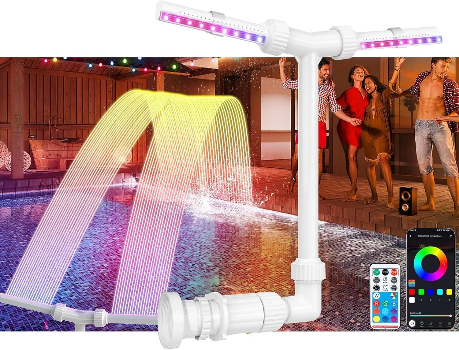 آبنمای خورشیدی استخر با چراغ، برای استخرهای روکار و توکار، با چراغ های LED ده رنگ، کنترل توسط برنامه، آبپاش آبشاری دوگانه 360 درجه قابل تنظیم برای تزئینات استخر در فضای باز آبنمای خورشیدی استخر با چراغ، برای استخرهای روکار و توکار، با چراغ های LED ده رنگ، کنترل توسط برنامه، آبپاش آبشاری دوگانه 360 درجه قابل تنظیم برای تزئینات استخر در فضای باز