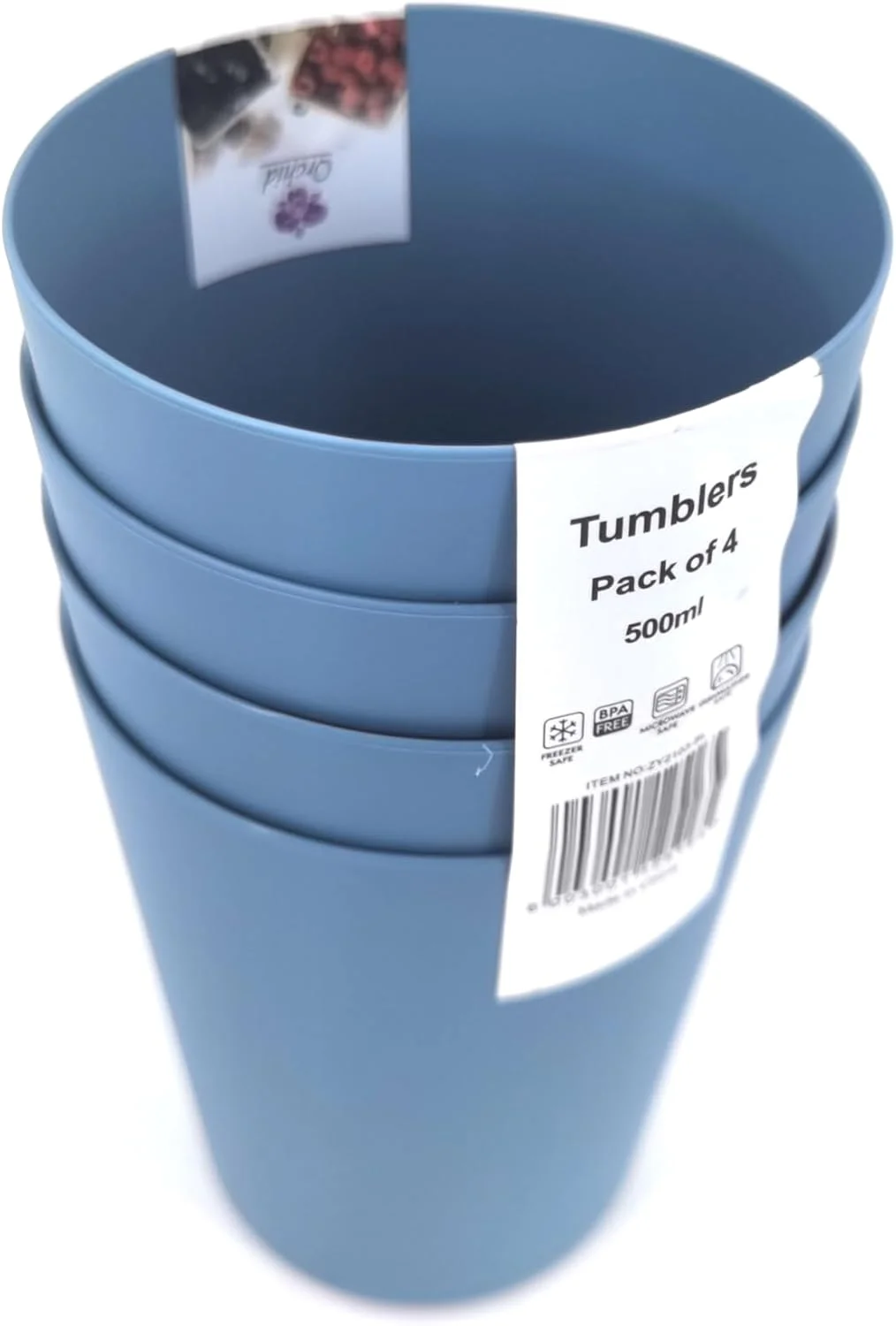 لیوان های ارکیده 500 میلی لیتری، ست 4 عددی، لیوان های پلاستیکی بادوام و سبک وزن، ست نوشیدنی قابل استفاده مجدد، لیوان برای آبمیوه، لیوان آب، فنجان های نوشیدنی مناسب برای نوشیدنی های گرم و سرد (ZY2103-آبی)