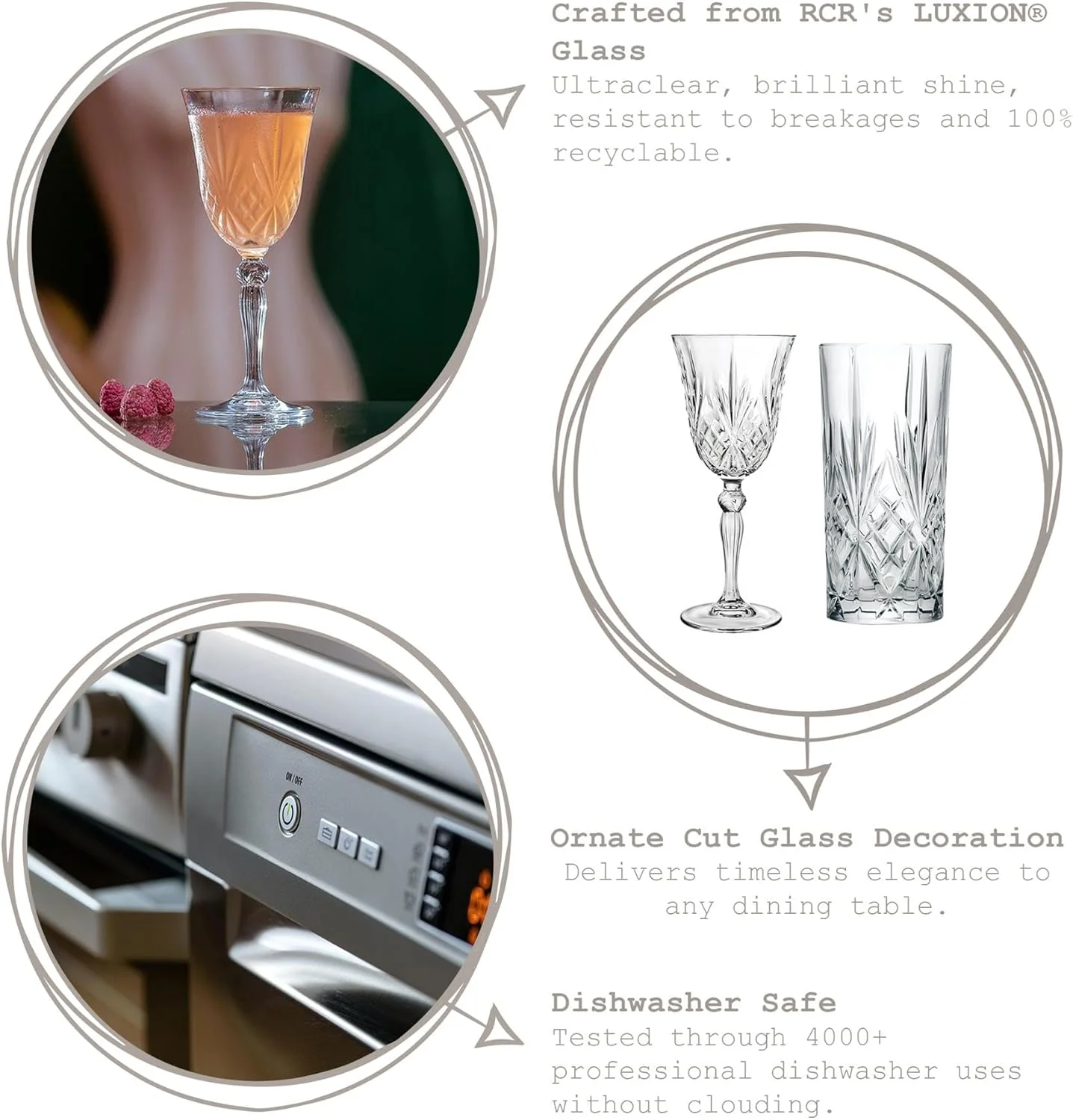 لیوان های کوتاه کریستالی RCR 25935020006 مدل Melodia مناسب ویسکی و آب، 240 میلی لیتر، ست 6 عددی - شفاف