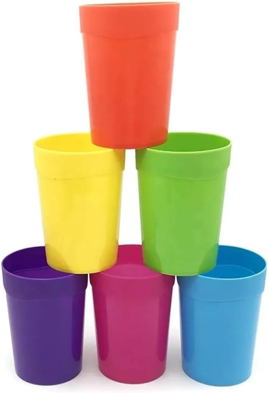 لیوان پلاستیکی چندبار مصرف وی آی او، لیوان های رنگارنگ و قابل انباشت برای کودکان، خردسالان و بزرگسالان، قابل شستشو در ماشین ظرفشویی، 400 میلی لیتر، ست نوشیدنی چند رنگ