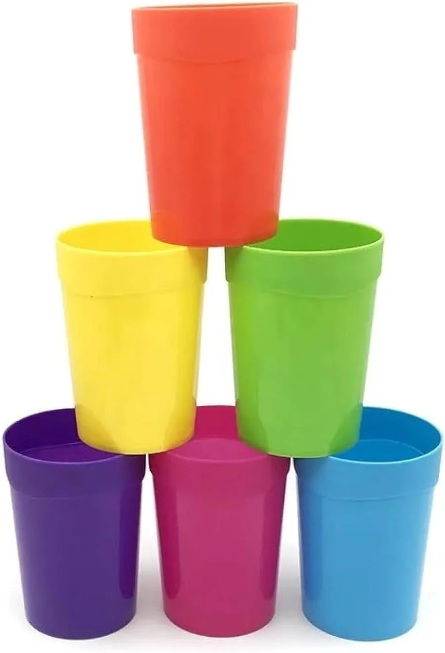 ست 6 عددی لیوان پلاستیکی قابل استفاده مجدد VIO، لیوان های رنگارنگ نوشیدنی، قابل شستشو در ماشین ظرفشویی، مناسب برای کودکان، خردسالان و بزرگسالان، 400 میلی لیتر، ست نوشیدنی چند رنگ