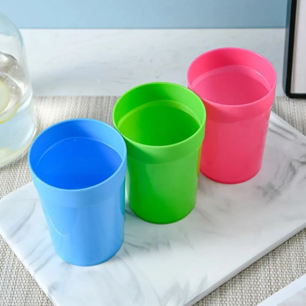 لیوان پلاستیکی چندبار مصرف وی آی او، لیوان های رنگارنگ و قابل انباشت برای کودکان، خردسالان و بزرگسالان، قابل شستشو در ماشین ظرفشویی، 400 میلی لیتر، ست نوشیدنی چند رنگ