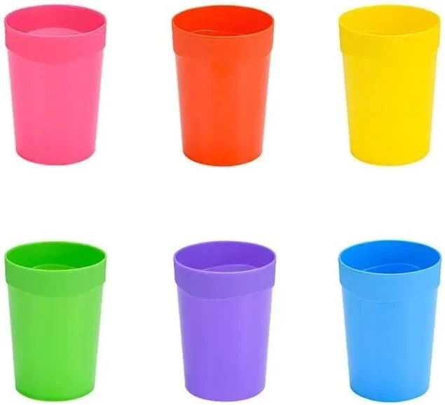 ست 6 عددی لیوان پلاستیکی قابل استفاده مجدد VIO، لیوان های رنگارنگ نوشیدنی، قابل شستشو در ماشین ظرفشویی، مناسب برای کودکان، خردسالان و بزرگسالان، 400 میلی لیتر، ست نوشیدنی چند رنگ