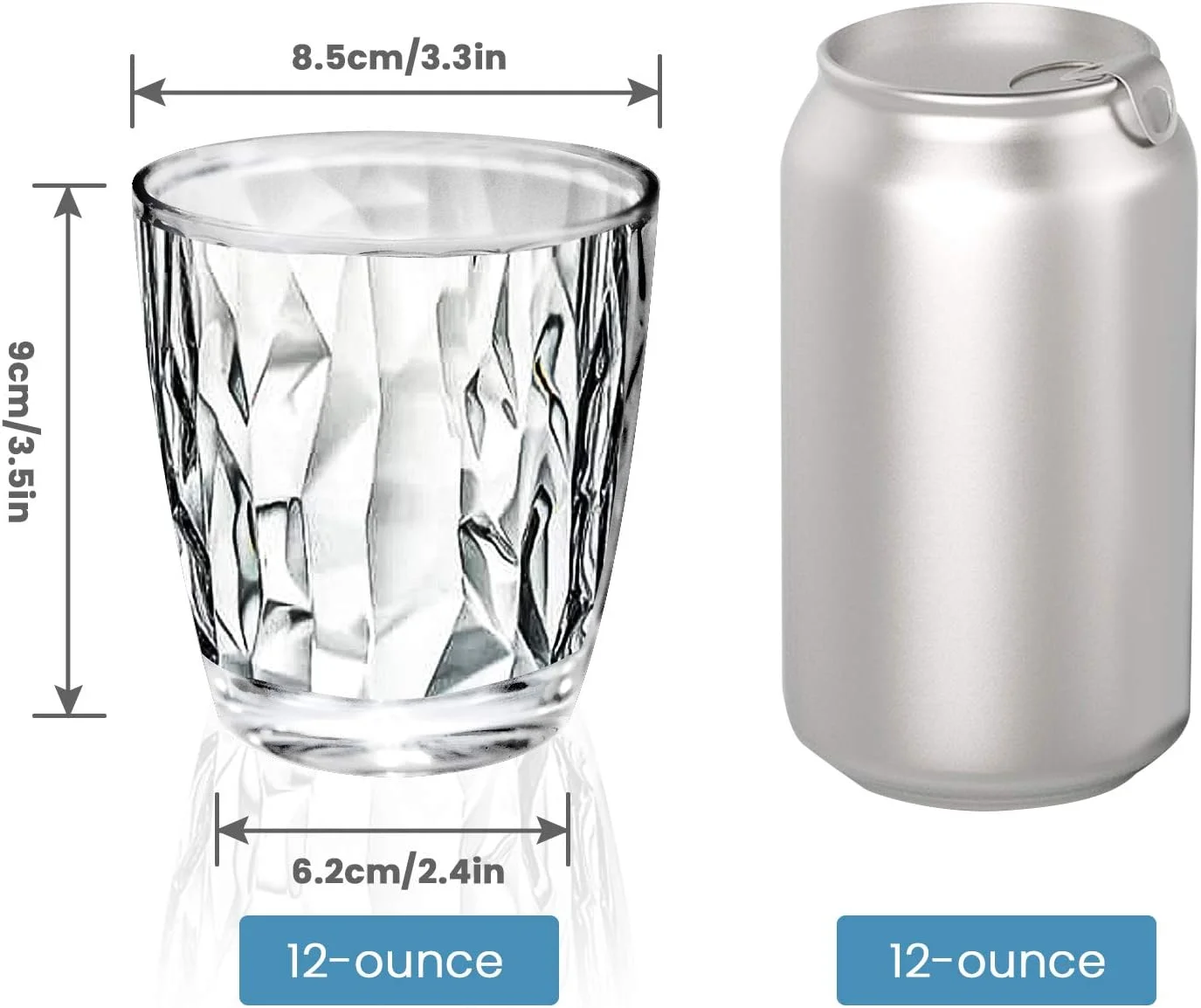 لیوان پلاستیکی چندبار مصرف - ست 4 عددی لیوان پلاستیکی برای کودکان و بزرگسالان - لیوان نوشیدنی 300 میلی لیتری شفاف برای آب، آبمیوه - لیوان های پلاستیکی نشکن و بادوام، بدون BPA (شفاف)