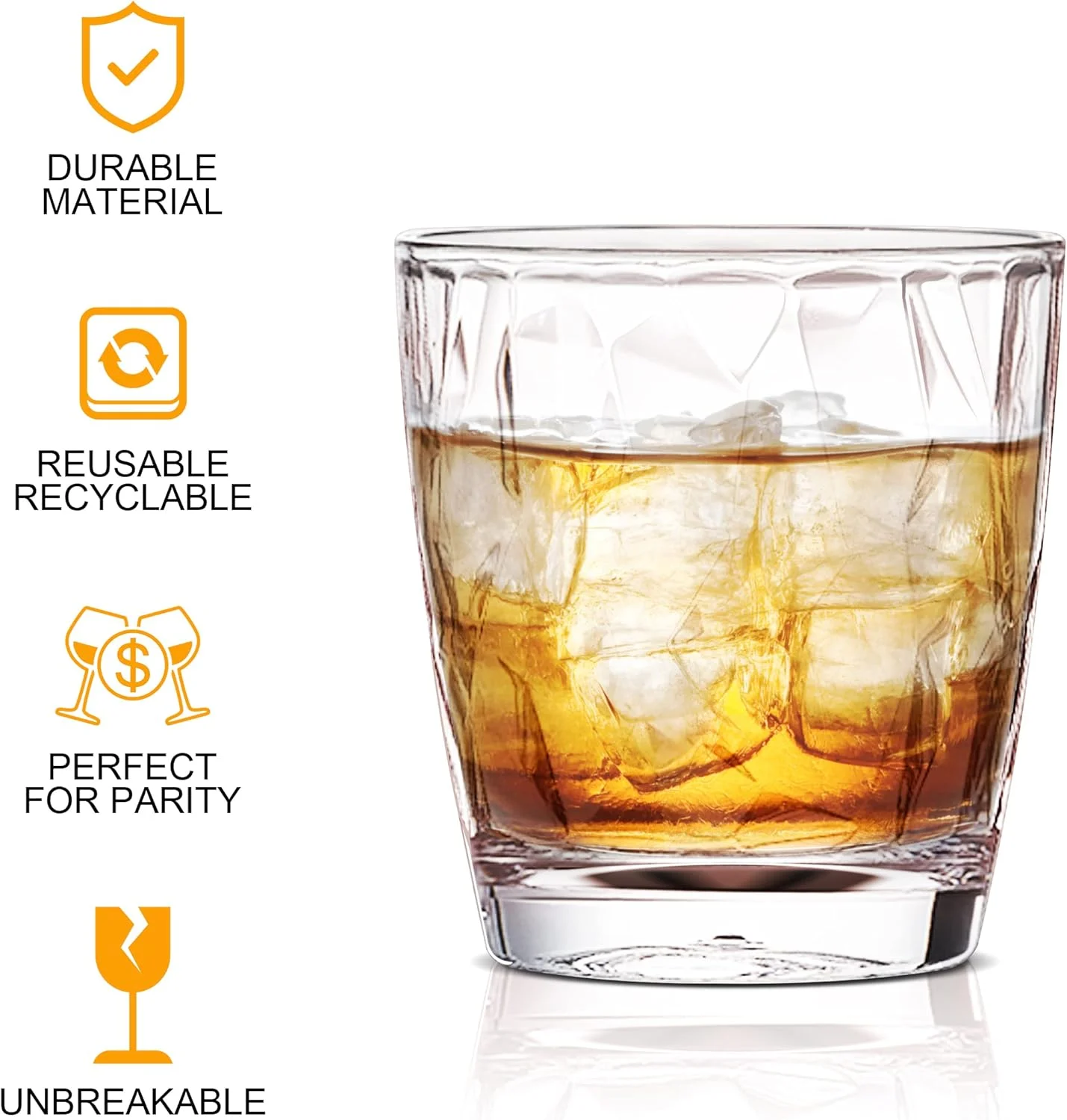 لیوان پلاستیکی چندبار مصرف - ست 4 عددی لیوان پلاستیکی برای کودکان و بزرگسالان - لیوان نوشیدنی 300 میلی لیتری شفاف برای آب، آبمیوه - لیوان های پلاستیکی نشکن و بادوام، بدون BPA (شفاف)