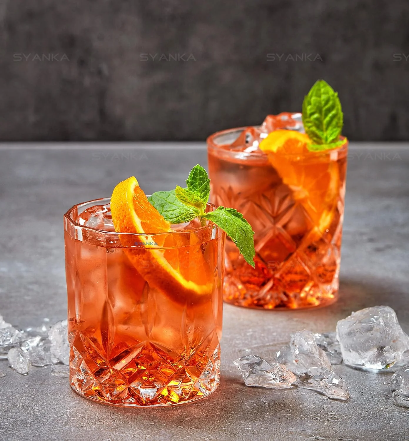 ست ۱۲ عددی لیوان آب و آبمیوه ممتاز ایتالیایی SYANKA، شفاف، ۲۲۰ میلی لیتر، طراحی کریستالی، لیوان های متوسط برای نوشیدن آبمیوه، آب، شربت و کوکتل، لیوان شیشه ای