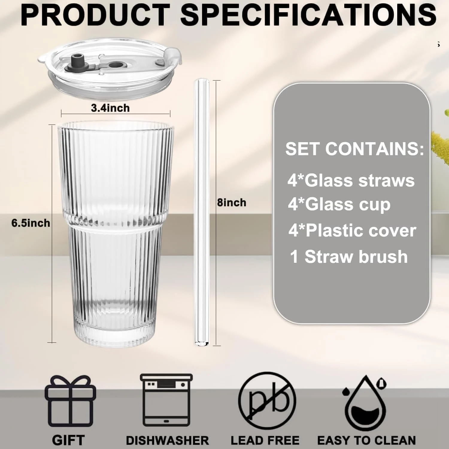 ست لیوان شیشه ای راه راه 500 میلی لیتری 4 عددی - لیوان های نوشیدنی با ظرفیت بزرگ برای قهوه سرد، آب، آبمیوه و کوکتل - ظروف شیشه ای مدرن و شیک برای استفاده روزمره و مناسبت های خاص ست لیوان شیشه ای راه راه 500 میلی لیتری 4 عددی - لیوان های نوشیدنی با ظرفیت بزرگ برای قهوه سرد، آب، آبمیوه و کوکتل - ظروف شیشه ای مدرن و شیک برای استفاده روزمره و مناسبت های خاص