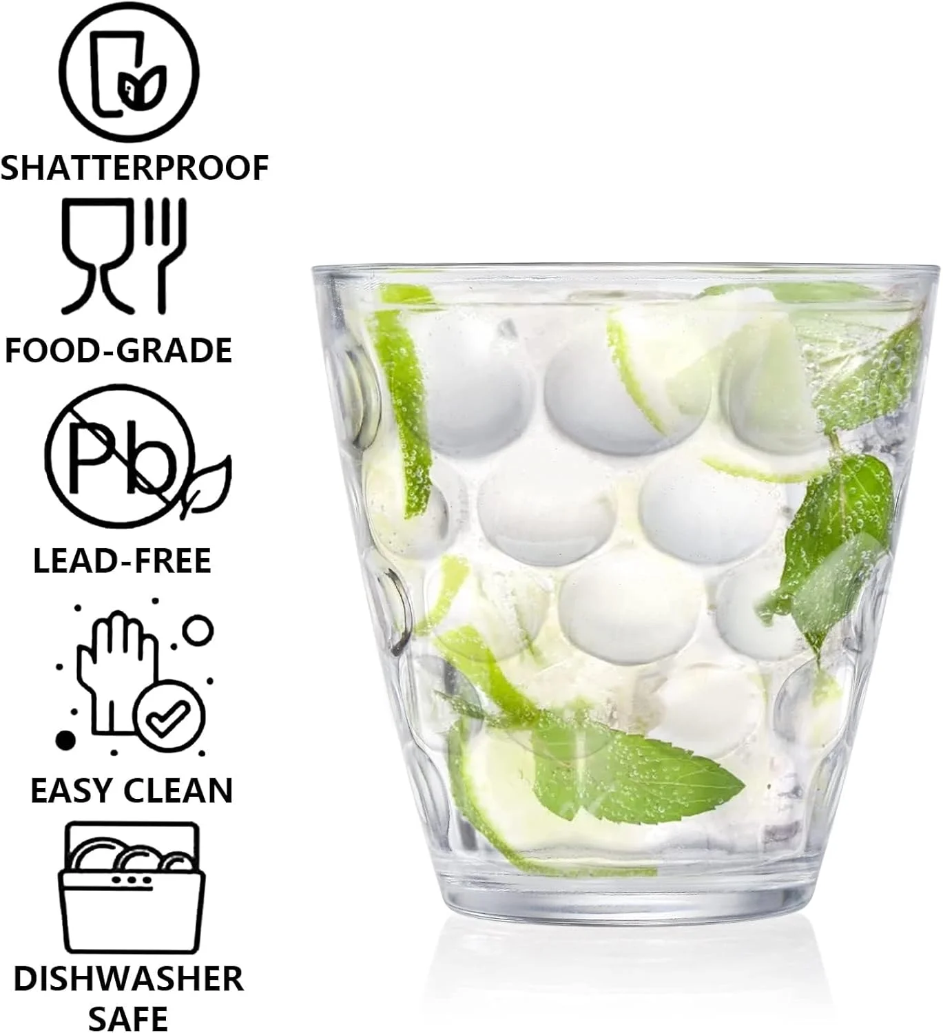 لیوان های پلاستیکی نشکن 280 میلی لیتری، مجموعه 9 عددی لیوان آب شفاف، لیوان های نوشیدنی قابل استفاده مجدد برای آبمیوه، نوشیدنی ها، بدون BPA، قابل چیدن، قابل شستشو در ماشین ظرفشویی