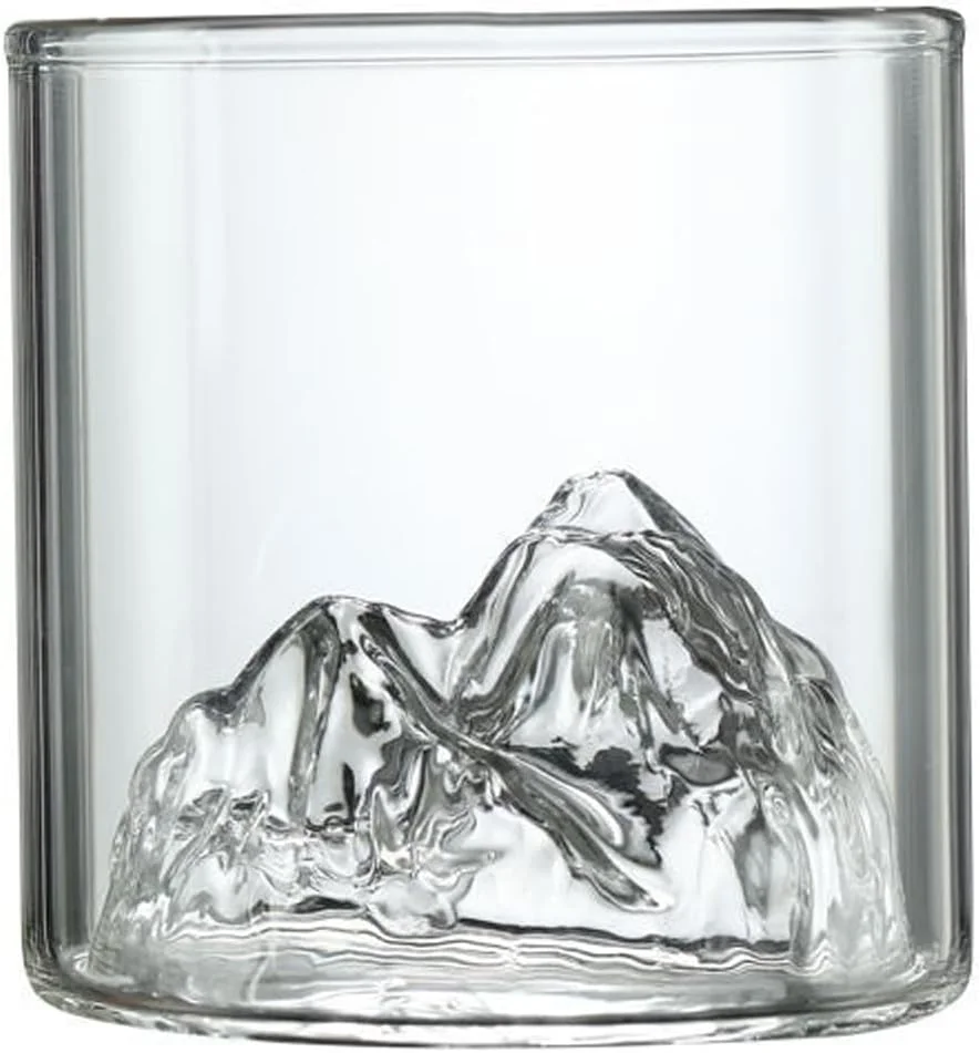 لیوان های کوچک کوهستانی رنگین کمانی تزویق، فنجان دهان شویه قابل استفاده مجدد برای ویسکی، ودکا، شراب، جین یا کوکتل، شیشه بوروسیلیکات، لیوان رنگین کمانی با طرح کوهستانی (لیوان ویسکی مدرن - 300 میلی لیتر)