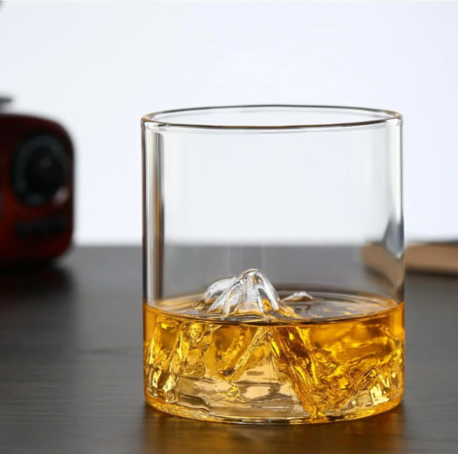 لیوان های کوچک کوهستانی رنگین کمانی تزویق، فنجان دهان شویه قابل استفاده مجدد برای ویسکی، ودکا، شراب، جین یا کوکتل، شیشه بوروسیلیکات، لیوان رنگین کمانی با طرح کوهستانی (لیوان ویسکی مدرن - 300 میلی لیتر)