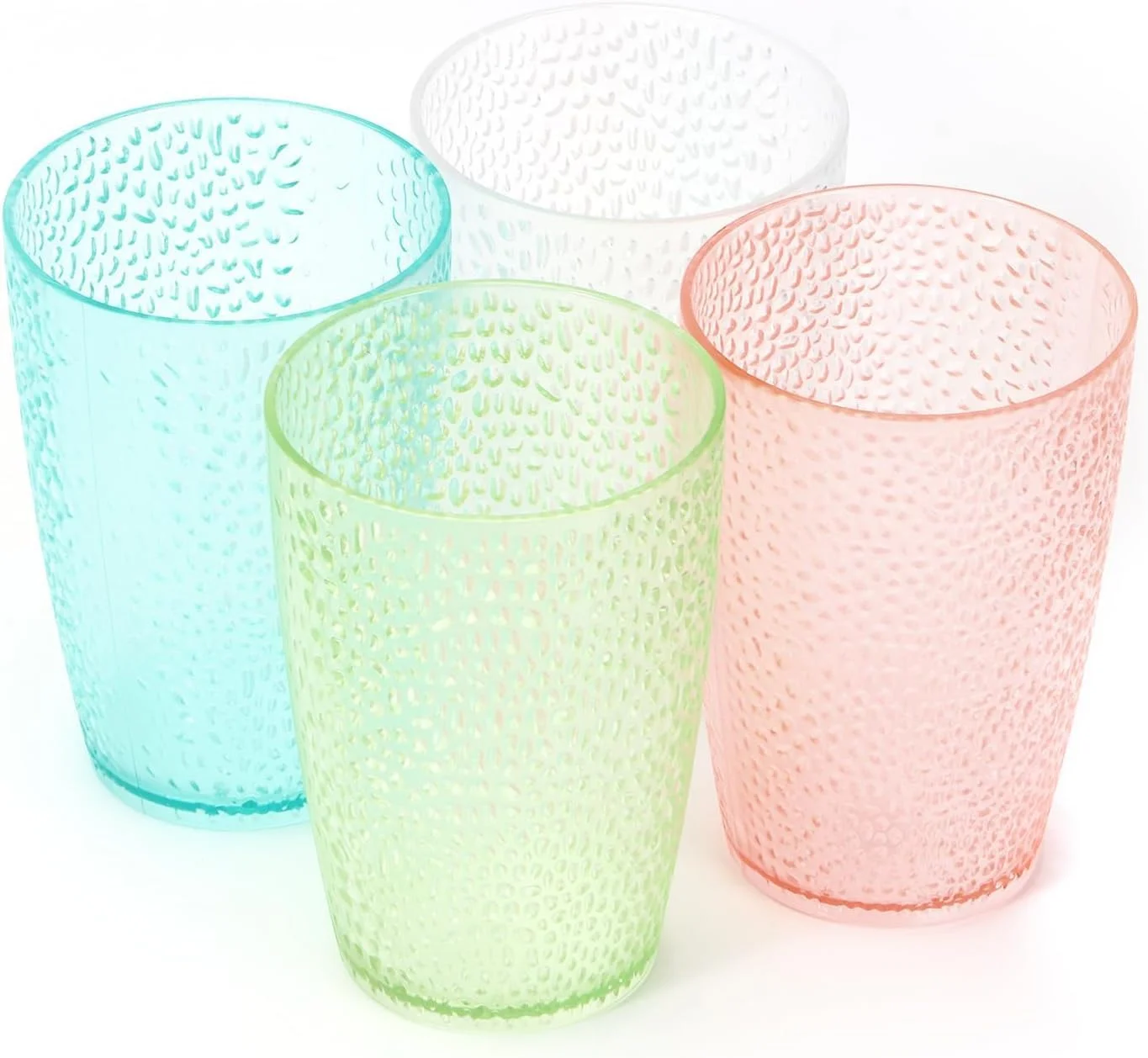 ست 4 عددی لیوان پلاستیکی نشکن TERRIFI، حجم 350 میلی لیتر، لیوان های قابل استفاده مجدد، رنگارنگ، فاقد BPA، قابل شستشو در ماشین ظرفشویی، لیوان آب و آبمیوه، ایده آل برای هدیه