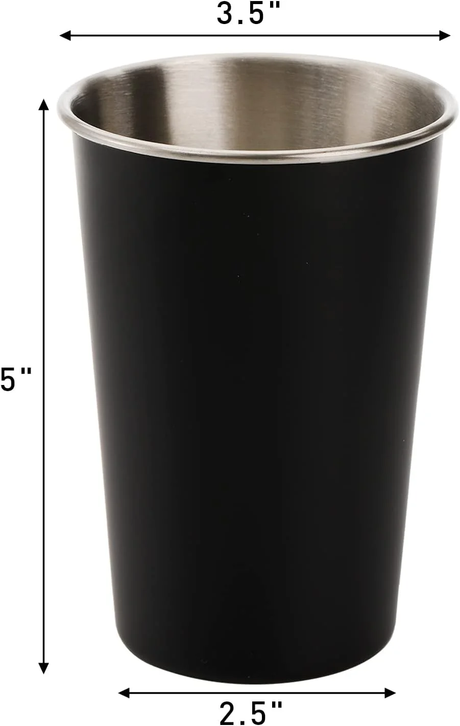 لیوان استیل تاشونیل، بسته 6 عددی، 470 میلی لیتر، لیوان فلزی، لیوان نشکن، مناسب نوشیدنی، آب، برای کودکان و بزرگسالان، استفاده در فضای داخلی و خارجی - مشکی