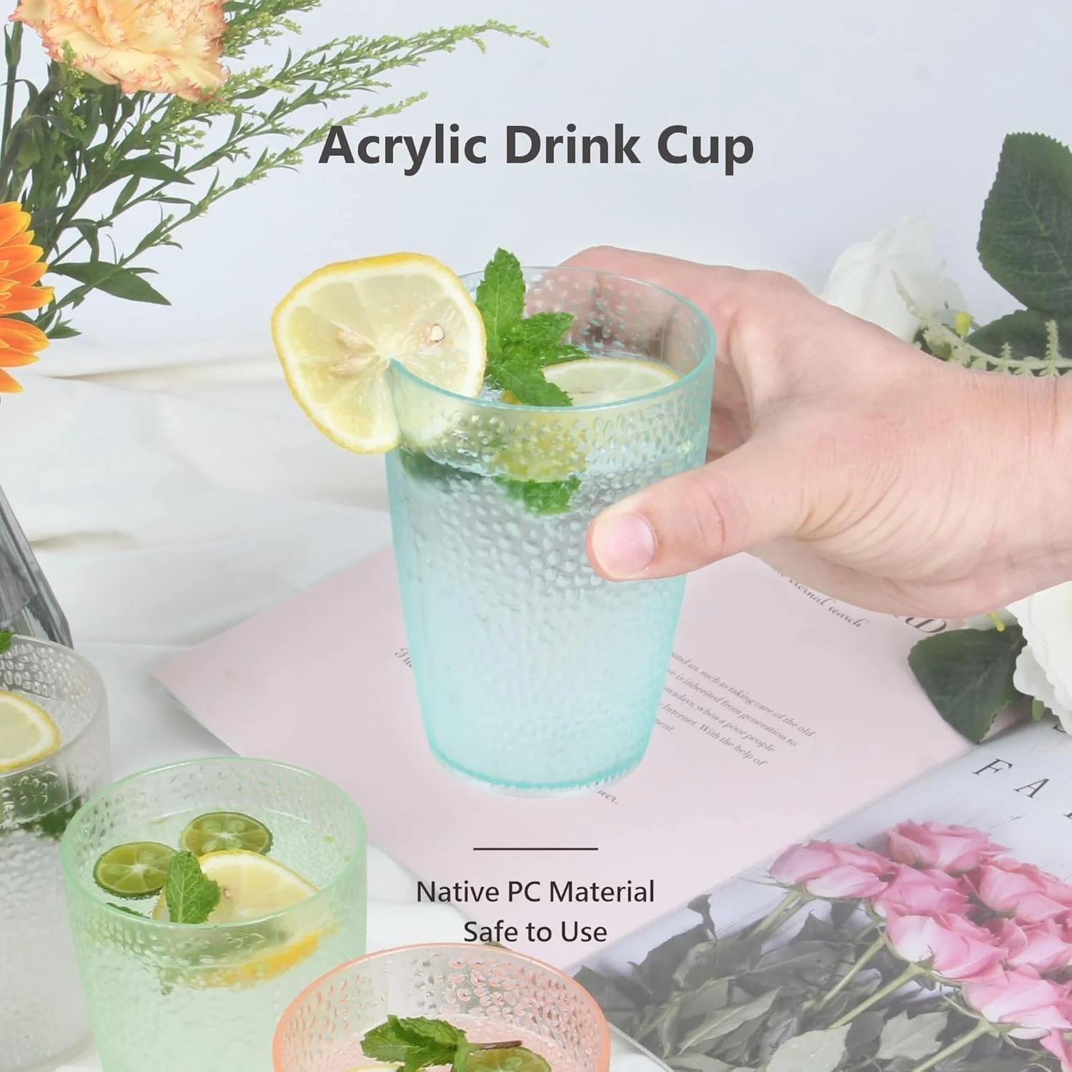 ست 4 عددی لیوان پلاستیکی نشکن TERRIFI، حجم 350 میلی لیتر، لیوان های قابل استفاده مجدد، رنگارنگ، فاقد BPA، قابل شستشو در ماشین ظرفشویی، لیوان آب و آبمیوه، ایده آل برای هدیه