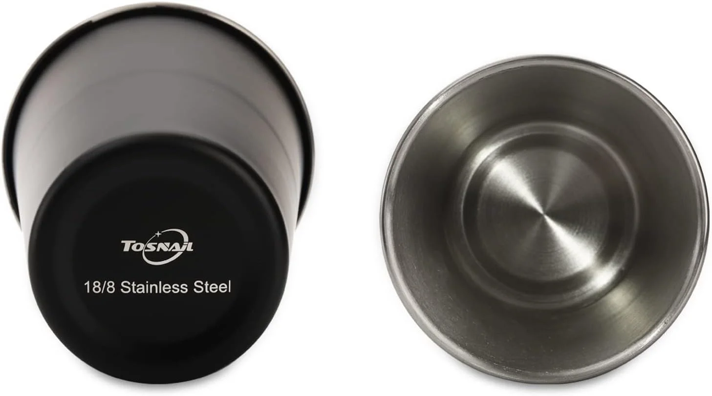 لیوان استیل تاشونیل، بسته 6 عددی، 470 میلی لیتر، لیوان فلزی، لیوان نشکن، مناسب نوشیدنی، آب، برای کودکان و بزرگسالان، استفاده در فضای داخلی و خارجی - مشکی