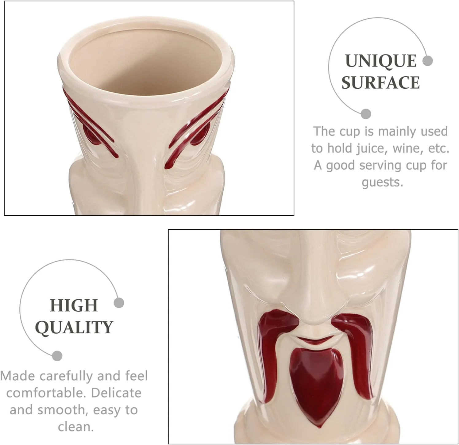 لیوان تیکی TOYMYTOY، جام کوکتل، لیوان سرامیکی طرح سامورایی، لیوان شراب، لیوان نوشیدنی، لیوان آب برای نوشیدنی، مناسب برای مهمانی، قهوه، شیر، آبمیوه و آبجو