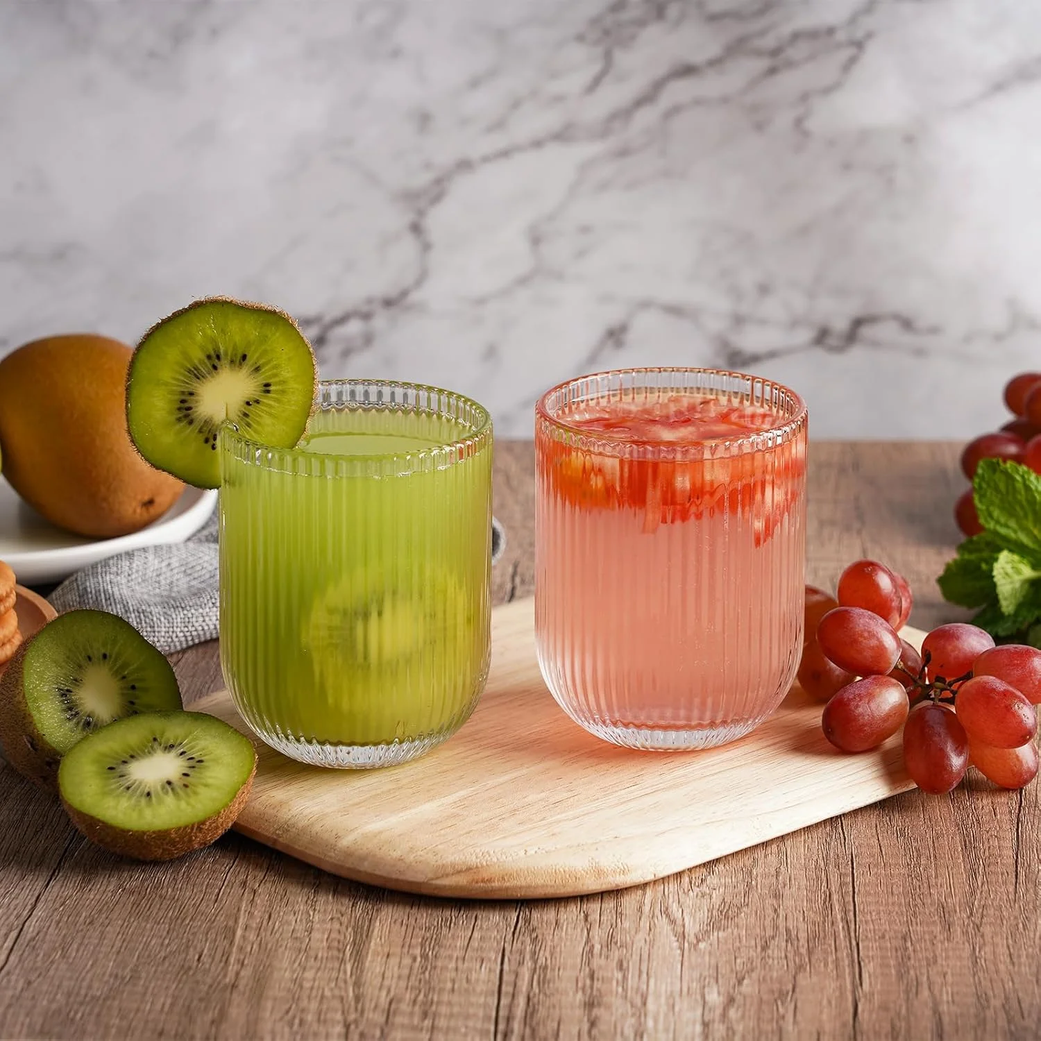 لیوان های آجدار TKNO مدل 6X 260ml، مناسب آب، نوشیدنی، آبمیوه، لیوان شیشه ای، طرح اوریگامی، مناسب منزل، رستوران، مراسم و مهمانی ها