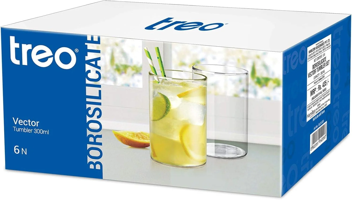 لیوان شیشه ای بوروسیلیکات ترئو بای میلتون مدل وکتور، مجموعه 6 عددی، 300 میلی لیتر، شفاف