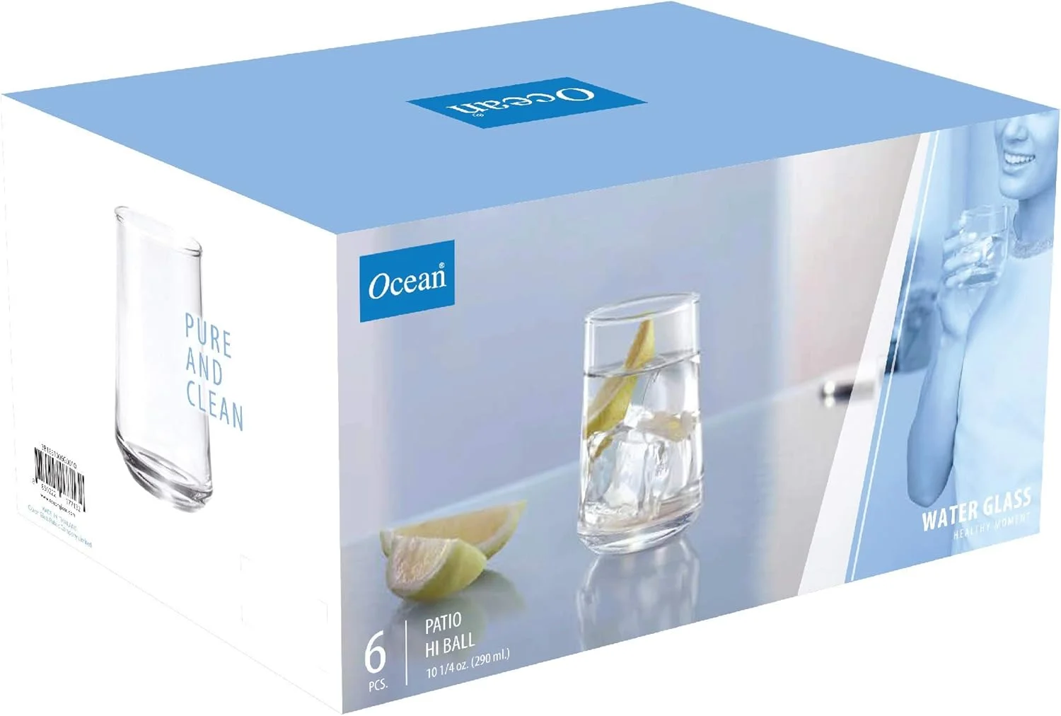 لیوان بلند اوشن پاتیو، لیوان و لیوان آب، ست 6 عددی، شفاف، 290 میلی لیتر، B1831006، لیوان موکتل، لیوان نوشیدنی، لیوان آب، لیوان آبمیوه
