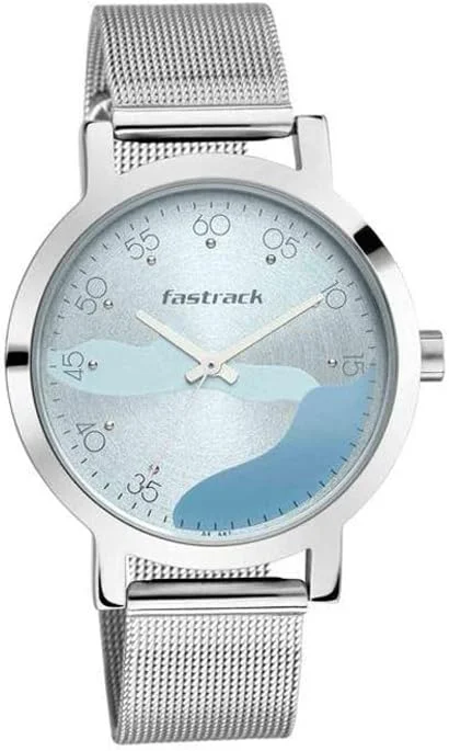 ساعت مچی عقربه ای فستراک زنانه با صفحه گرد آبی و بند استیل نقره ای - 6222SM02