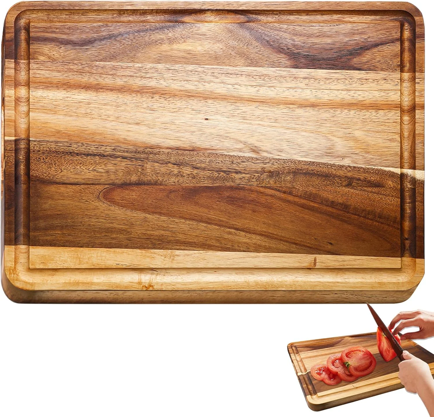 تخته برش چوبی آکاسیا، تخته چوبی آشپزخانه، تخته برش چوبی 40x30x2 سانتی متر، تخته سرو به عنوان تخته برش و سرو برای آشپزخانه و رستوران
