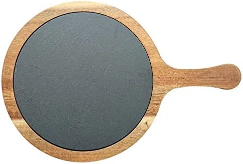 تخته سرو مستطیلی چوبی و سنگی راج آکاسیا، 31X21X1.5 سانتی متر، نقره ای، Sl0022، 1 عدد